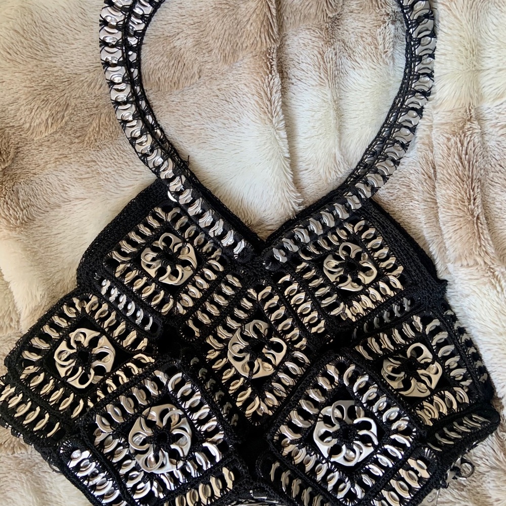 Handmade soda tab and crocheted handbag